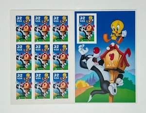 US 1998 SCOTT #3205 TWEETY & SYLVESTER 32¢ LOONY TUNES FULL SHEET OF 10 STAMPS - Picture 1 of 2