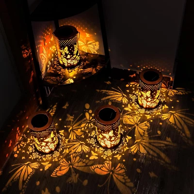 Solar Lantern Hanging Light LED Butterfly Waterproof Outdoor Garden Decor Lamp - Image 1 of 4