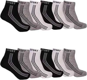 12 Pairs Mens Ankle Quarter Athletic Socks Cotton Low Cut Casual Size 9-11,10-13 - Picture 1 of 12