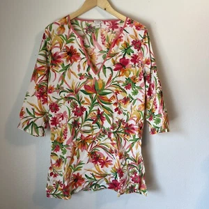 J. Crew Tropical Floral Tunic Dress Swimsuit Beach Cover Up Size Medium - Picture 1 of 5