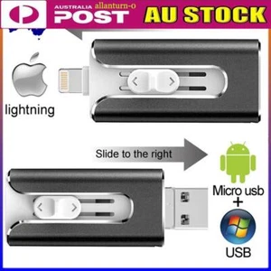 32G-1TB USB Flash Drive 256GB U Disk 3 in 1 Storage Memory Stick For iPhone iPad - Picture 1 of 15