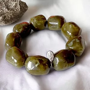 Pulsera Tarina Tarantino Sobrenatural Verde Mármol Cuentas Elastizadas De Colección Años 90 - Imagen 1 de 8