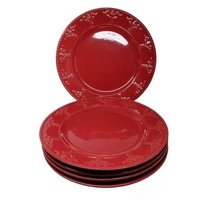 Jc Penneys Athena Red Cranberry Set Of 5 Dinner Plates Valentines - Picture 1 of 2