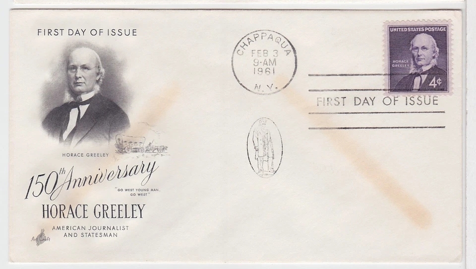 TurtlesTradingPost - Horace Greeley 1961 #1177 FDC - Artcraft Cachet - Image 1 of 1