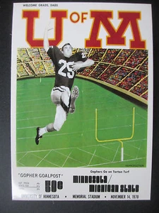 1970 Minnesota vs Michigan State Program Postcard Official Reproduction - Picture 1 of 2