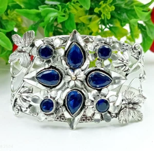 Blue Topaz Gemstone 925 sterling Silver Jewelry Cuff Bracelet