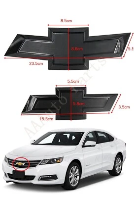 For 2014-2020 Chevy Chevrolet Impala Front & Rear Bowtie Emblem Gloss Black - Image 1 of 4
