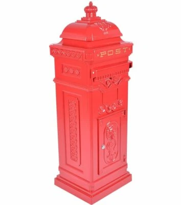 Post Box Mail Box Large Aluminium Red Pillar Box Tall  family letter box - Image 1 of 3