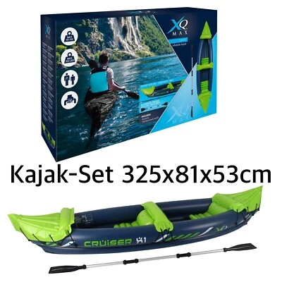 XQ MAX Kajak Set 325cm Aufblasbar inkl. Paddel 2 Personen Boot Schlauchboot Paddelboot