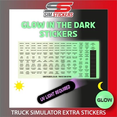 GLOW IN THE DARK Extra Aufkleber für Truck Simulator Wheel/Button Box ET2/ETS - Bild 1 von 4