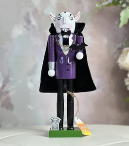 Candy Corn Lane Halloween Spooky Dracula With Cloak Nutcracker Decor Wood 14” - Picture 1 of 6
