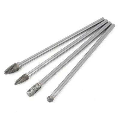 4Pcs/Set 6" Long Reach Rotary Burr Double Cut Tungsten Carbide Bit 1/4" Shank FS - Image 1 of 4