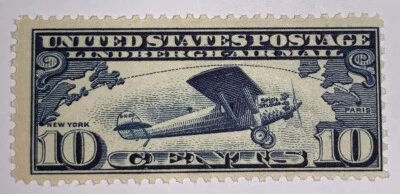 Travelstamps: 1927 US Stamps Scott #C10, Lindbergh Tribute Issue, mint, mnh, og - Image 1 of 4