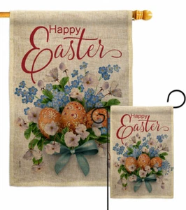 Eggs Bouquet Burlap Garden Flag Springtime Easter Decorative Gift Yard Banner - Picture 1 of 19