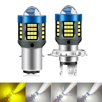 1 pieza H4 BA20D H6 LED Faro Moto Doble Color Blanco Amarillo Lente de haz alto bajo Foto 1 de 4