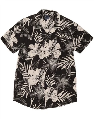 BENCH Mens Short Sleeve Shirt EU 50 Medium Black Floral Cotton FH03 - Image 1 of 3