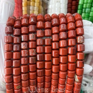 10 mm Natürlicher Rot Jaspis Zylinder Eimer Form Zwischenring Perlen für Schmuck Herstellung - Bild 1 von 6
