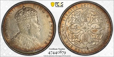 Straits Settlements, 1907 Edward VII Dollar. PCGS AU 55. 6,842,000 Mintage. - Image 1 of 3