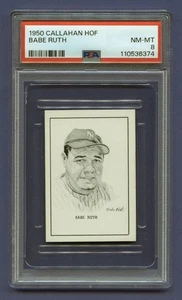 1950 BABE RUTH PSA 8 NM-MT CALLAHAN H.O.F. NEW YORK YANKEES RUTH MUST OWN RZC - Picture 1 of 3