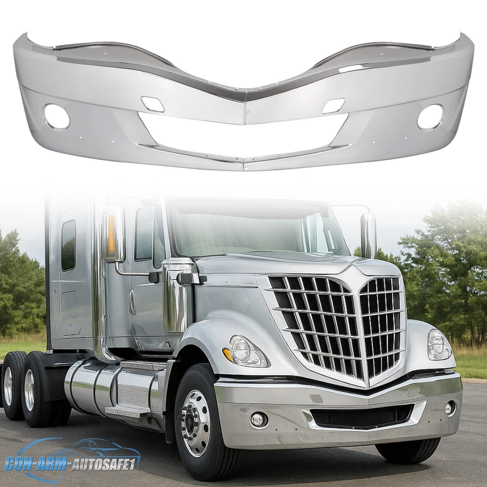Chrome Steel Front Bumper For International Harvester LoneStar Semi Trucks 09-24 - Изображение 1 из 4