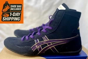 Opt Laces Purple : Asics Wrestling Shoes EX-EO Black x Purple x Gold Heal Gold - Picture 1 of 7