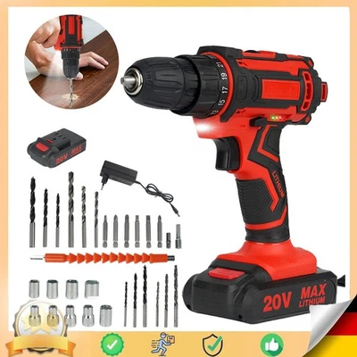 24V Akku Bohrschrauber Set 42Nm stark 25 Bits 2-Gang LED Heimwerken Profi	 - Bild 1 von 4