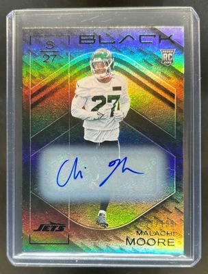 2025 Panini Black Malachi Moore Rookies Auto RC Rookie #37/199 Jets - Image 1 of 2