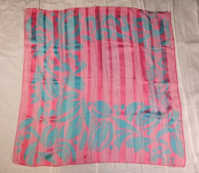 Vintage Esprit Scarf Pink Blue Square 33x33 80s 1980s Italy Foto 1 de 4