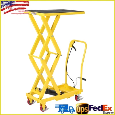 50" 330lbs Hydraulic Lift Table Cart Manual Double Scissor Lift Table w/Wheels - Image 1 of 4