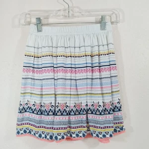 H&M Girls Youth Mini Skirt Sz US 8-10 Boho White Blue Yellow - Picture 1 of 4