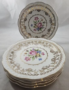 Set of 6 Stetson AMERICAN BEAUTY Floral China 6.25" Salad/Dessert Plates 22K - Picture 1 of 3