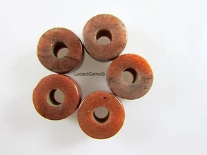 Brown Aventurine European Big Hole Beads Tyre Shape Beads-8x14mm 5mm Hole- 4 Pcs - Picture 1 of 6