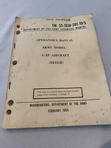 U8f Beech 1969 Manuel Army Model Complete Manuel Issued To Cw3 Turner - Picture 1 of 6
