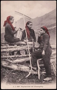 Paysannes de Champery Bäuerinnen von Champery Schweiz J.J. Postkarte - Bild 1 von 2