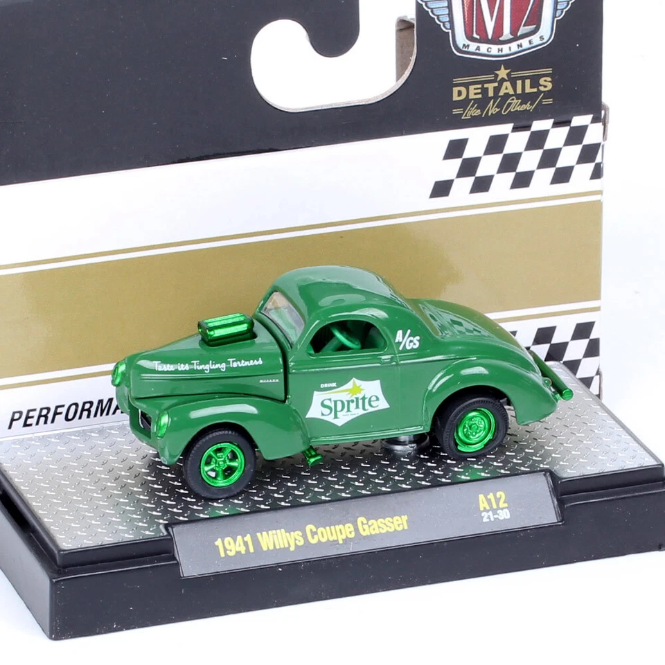 1/64 比例 1941 Willys Coupe Gasser 压铸汽车模型吉普玩具精灵可口可乐 — 第 1/2 张图片
