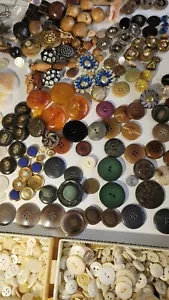 Huge Button Lot Antique Vintage High Quality Unique Assortment w/ AKRO MILS box - Picture 1 of 8