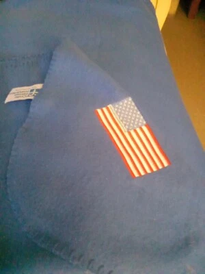 Vintage Small Flag Blue Throw Fleece Blanket 80"in x 62"in. Gently Hand Crafted. - Image 1 of 4