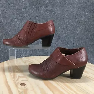 Yuu Boots Womens 8.5 M Marsha Ankle Bootie Brown Leather Round Toe Cuban Heels - Picture 1 of 18