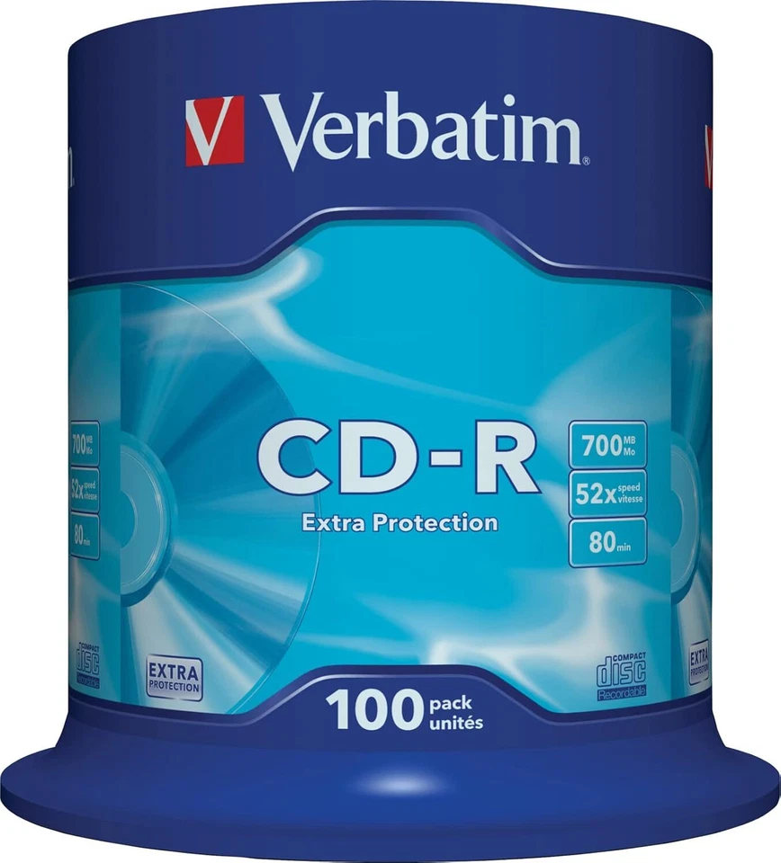 Verbatim CD-R Extra Protection 700 MB, 100er Pack Spindel, Oberfläche weiß, CD - Bild 1 von 4