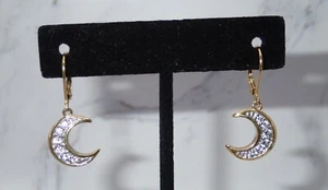 Pendientes colgantes Kirks Folly luna creciente - palanca posterior - tono dorado - pendientes colgantes - Imagen 1 de 24