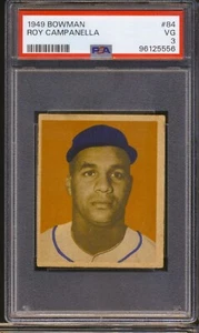 1949 Bowman - Roy Campanella Dodgers #84 Gray Back HOF RC PSA 3 VG - Picture 1 of 2