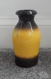 Vintage Scheurich Keramik West German Yellow Banded Vase 208-21 - Picture 1 of 4