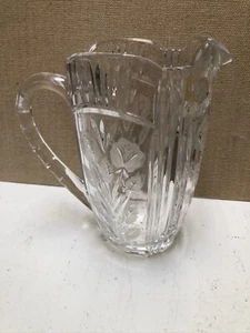 Crystal Club Hand Cut 24% Lead Polish Crystal 48 Oz Pitcher with Frosted Flowers - Picture 1 of 7