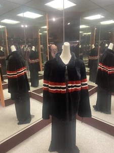 sheared beaver fur jacket with matching headband - Picture 1 of 6