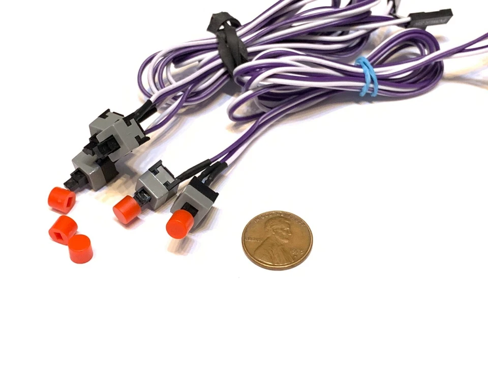 5 Pieces red 2 Pin PC Cable on/off Push Button ATX momentary Wired Switch A17 - Image 1 of 1