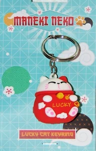 Super Cute Maneki Neko Lucky Cat Keychains available in Red and Brown - Picture 1 of 5