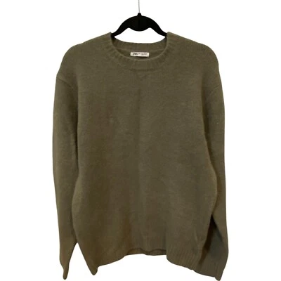 Zara Mens Sweater Size L Army Green Knit Crewneck Pullover 0048/300 NWOT - Image 1 of 4