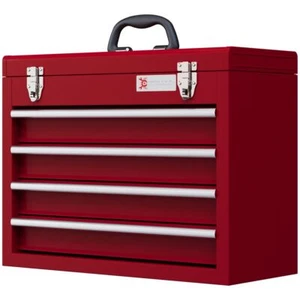 Top Box Lockable 4 Drawer Tool Chest with Ball Bearing Slide Drawers Red - Picture 1 of 9