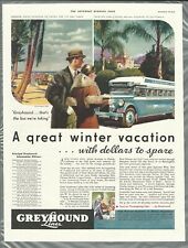 1933 GREYHOUND BUS advertisement, Greyhound Lines to Florida & California