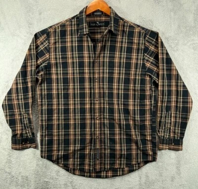 Consensus Mens Medium Shirts Black Plaid Button Down LS Wrinkle Stain Resist - Image 1 of 4